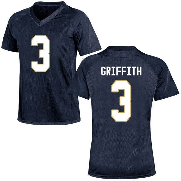 Houston Griffith Notre Dame Fighting Irish NCAA Women's #3 Navy Blue Game College Stitched Football Jersey VDE1055FO